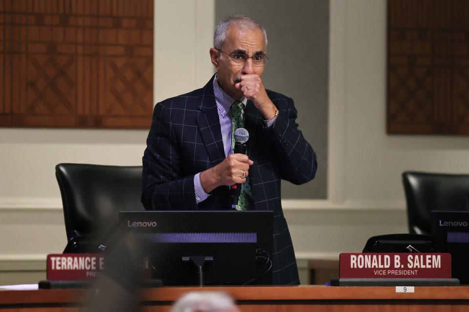 Council member Ron Salem is overwhelmed after being voted council president for 2023-24 Thursday, May 25, 2023 at City Hall in Jacksonville, Fla. The new City Council held a vote for council leadership in the main chamber. [Corey Perrine/Florida Times-Union]