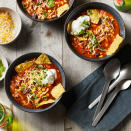 <p>If you love tacos, this Instant Pot chicken taco soup won't disappoint. Silky strained tomatoes add body, while shredded chicken, beans and spices add those rich and spicy familiar flavors. And don't forget the toppings! Melted cheese, creamy sour cream and crushed tortilla chips round out this new family favorite. <a href="https://www.eatingwell.com/recipe/280970/instant-pot-chicken-taco-soup/" rel="nofollow noopener" target="_blank" data-ylk="slk:View Recipe" class="link ">View Recipe</a></p>
