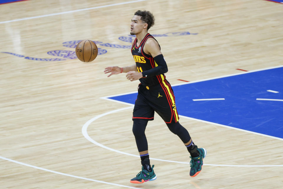 Trae Young生涯首度打季後賽就表現不錯。（Photo by Tim Nwachukwu/Getty Images）