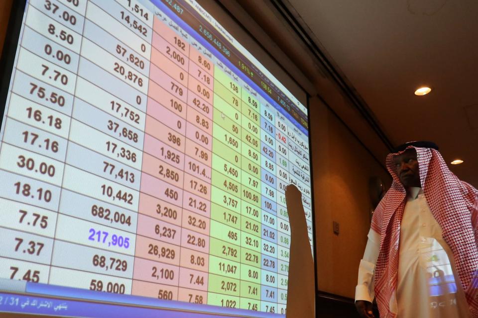 The outflow sent the country’s stock market tumbling after investors sold 5 billion riyals (£1bn) worth of shares and only bought 991.3 million riyals worth: EPA