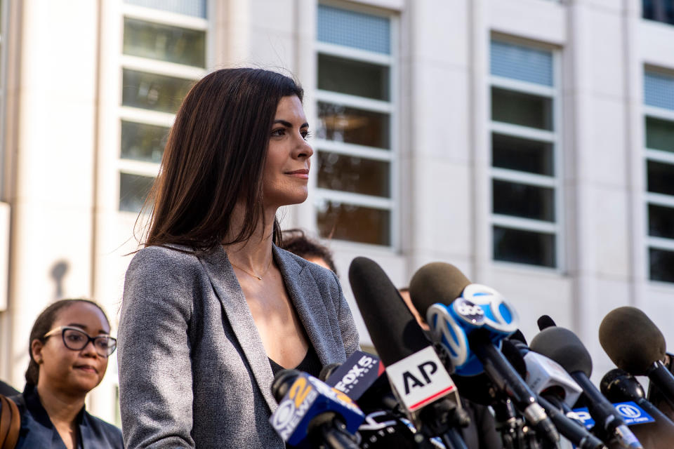 U.S. Attorney Jacquelyn Kasulis speaks to the press on the guilty verdict of R. Kelly at the Brooklyn Federal Court House on Monday, Sept. 27, 2021, in New York. - Credit: Brittainy Newman/AP