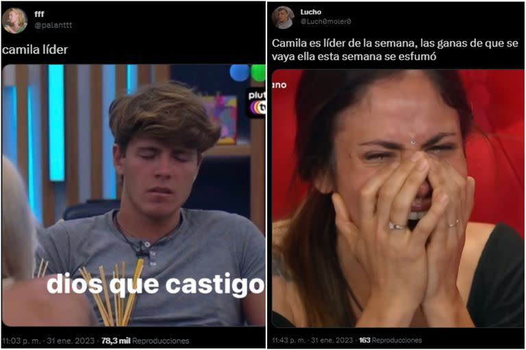 Las redes estallaron luego de que Camila ganara el liderazgo de la semana en Gran Hermano (Foto: Twitter)