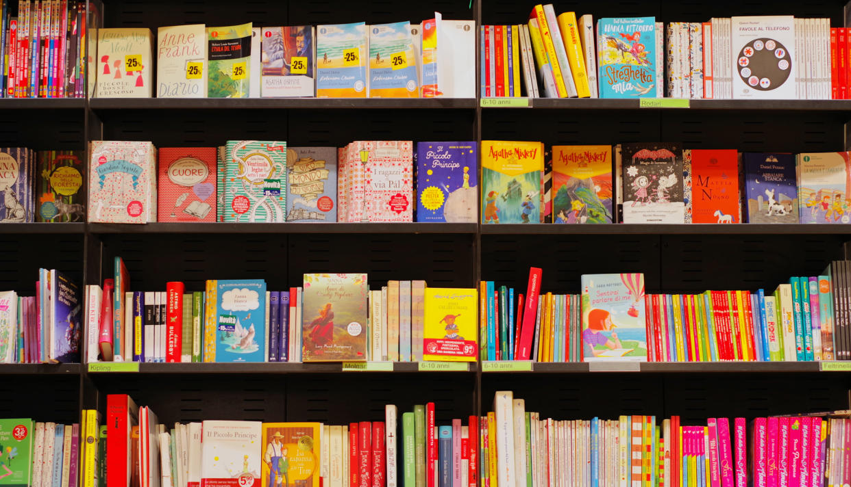  Children's books on shelf. 