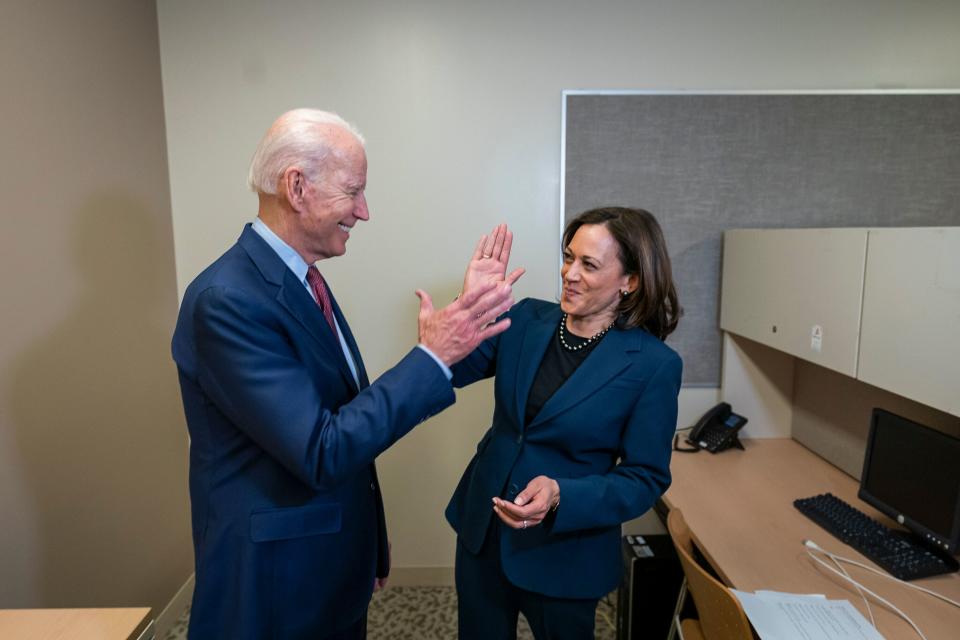 Joe Biden with California Senator Kamala Harris, released after the campaign announced that Biden has chosen Kamala Harris as his vice presidential running mate on August 11, 2020). (Adam Schultz/Biden Campaign/EPA-EFE/Shutterstock)