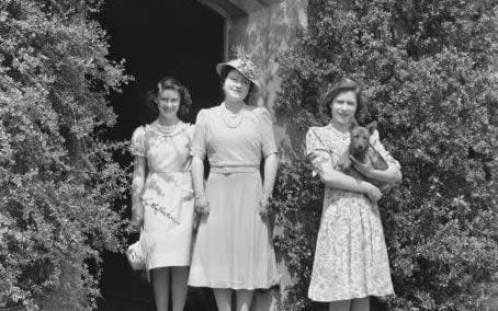 Princess Margaret, Queen Elizabeth, The Queen Mother and Princess Elizabeth pictured at Windsor Castle in 1944 - Credit: Getty