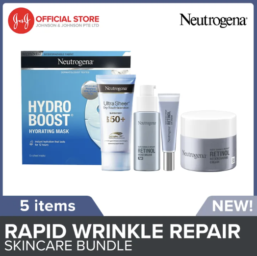 Neutrogena Rapid Wrinkle Repair Retinol Anti-ageing Regime Set in blue and silver.