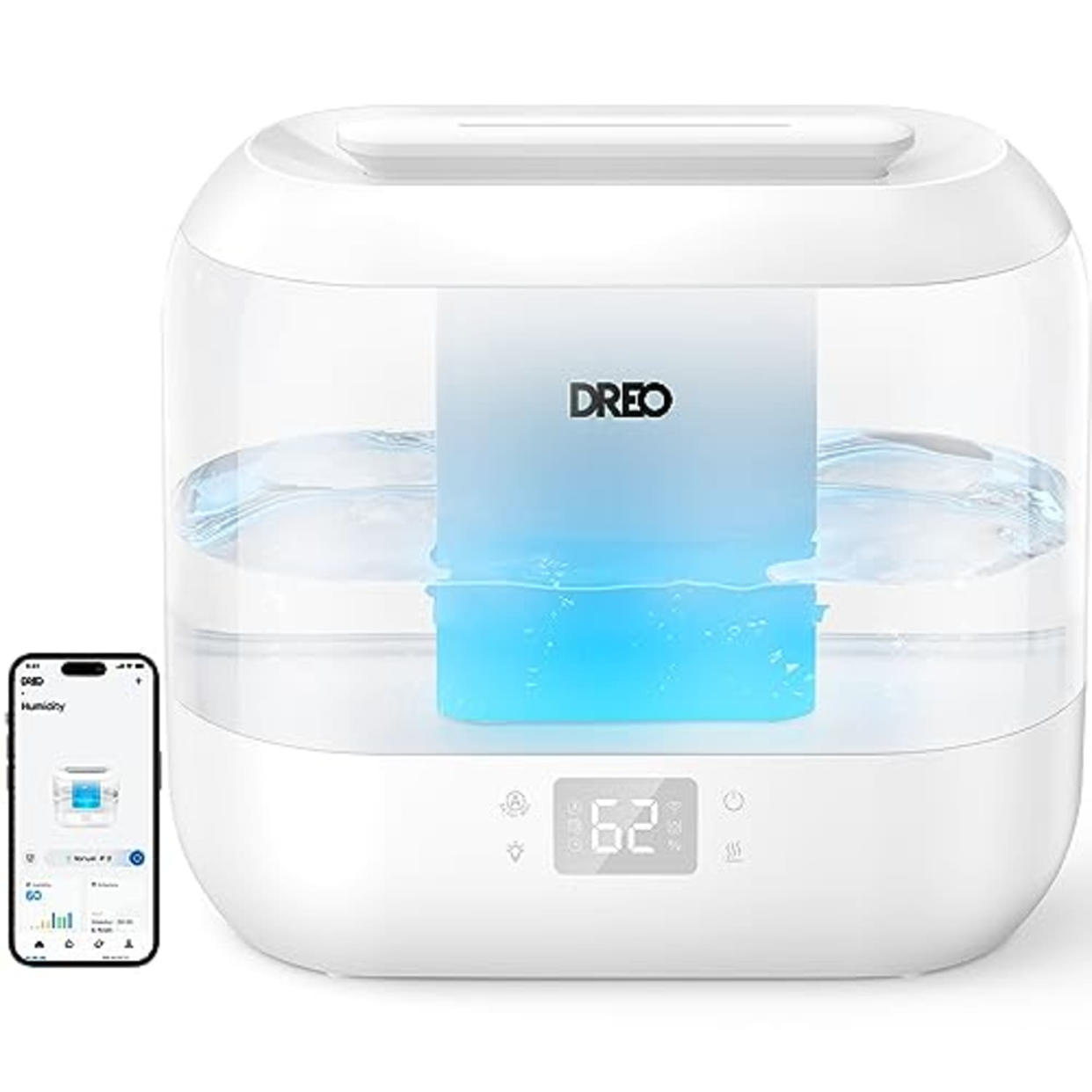 Dreo Smart Humidifier, Cool Mist Humidifiers for Bedroom, Quiet 4L Top Fill Ultrasonic Humidifiers for Home Office Plant & Baby with Nightlight, LED Display, 32H Runtime, APP/Voice Control, HM311S (AMAZON)