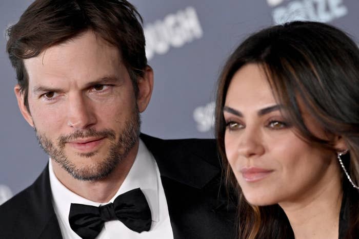 Closeup of Ashton Kutcher and Mila Kunis