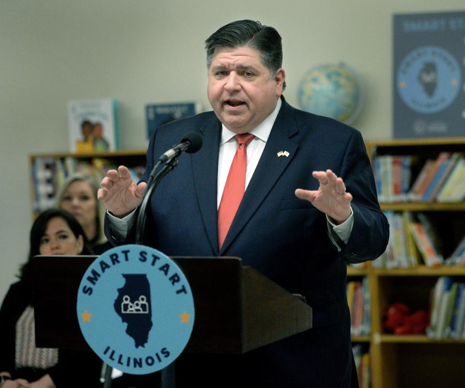 Illinois Gov. JB Pritzker talks about Smart Start Illinois at the Early Learning Center in Springfield Thursday Feb. 16, 2023.