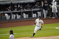 New York Yankees' DJ LeMahieu runs the bases after hitting a home run during the sixth inning of a baseball game against the Washington Nationals, Friday, May 7, 2021, in New York. (AP Photo/Frank Franklin II)
