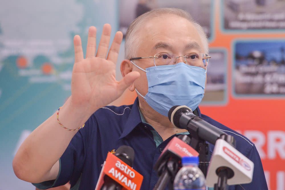 Transport Minister Datuk Seri Wee Ka Siong speaks during a press conference at the Port Klang Sport Club’s multipurpose hall June 25, 2021. — Picture by Miera Zulyana