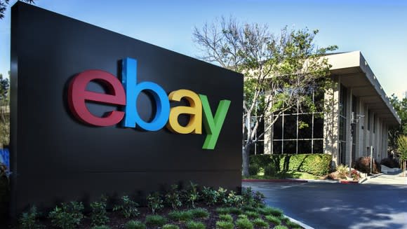 eBay sign at corporate headquarters.