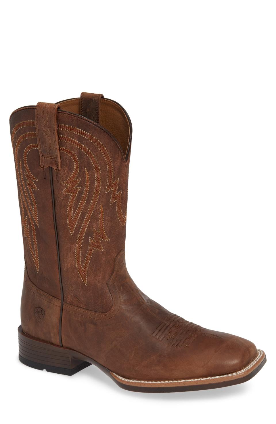 <p><strong>Ariat</strong></p><p>nordstrom.com</p><p><strong>$219.95</strong></p><p><a href="https://go.redirectingat.com?id=74968X1596630&url=https%3A%2F%2Fwww.nordstrom.com%2Fs%2Fariat-plano-cowboy-boot-men%2F4980873&sref=https%3A%2F%2Fwww.esquire.com%2Fstyle%2Fmens-fashion%2Fg35217202%2Fbest-mens-western-boots%2F" rel="nofollow noopener" target="_blank" data-ylk="slk:Shop Now;elm:context_link;itc:0;sec:content-canvas" class="link ">Shop Now</a></p><p>If it's a bona fide western boot you want, a bona fide western is what you're going to get when the tag says Ariat. To wit: the brand is the official sponsor Professional Bull Riders—and it doesn't get any more <em>cowboy</em> than that, folks. </p>