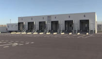 The newly built examination block that is part of the new facilities constructed prior to Britain's Brexit split with Europe, during a visit by British minister in charge of preparations for a no-deal Brexit, Michael Gove at the Calais port, in Calais, northern France, Friday Aug. 30, 2019. Calais is a key point of passage across the English Channel for migrants, tourists and trucks carrying merchandise to Britain. (TV Pool via AP)