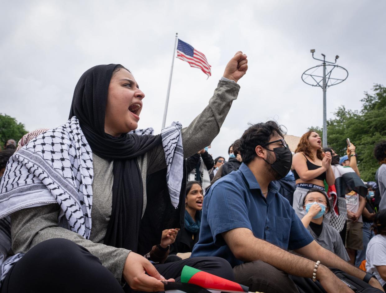 Protesters participated Thursday in a second walk-out and demonstration at the University of Texas.