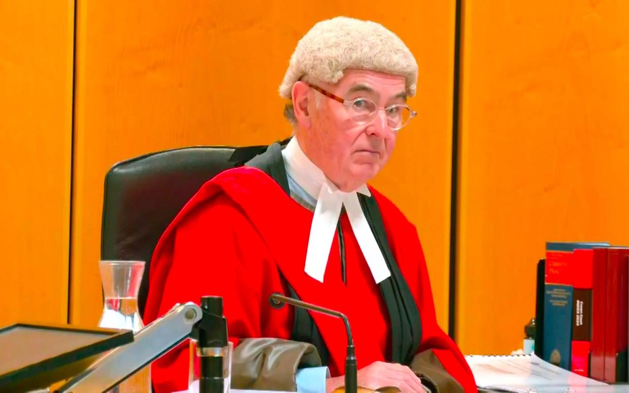 Justice Goss as he sentences Lucy Letby to a whole life order