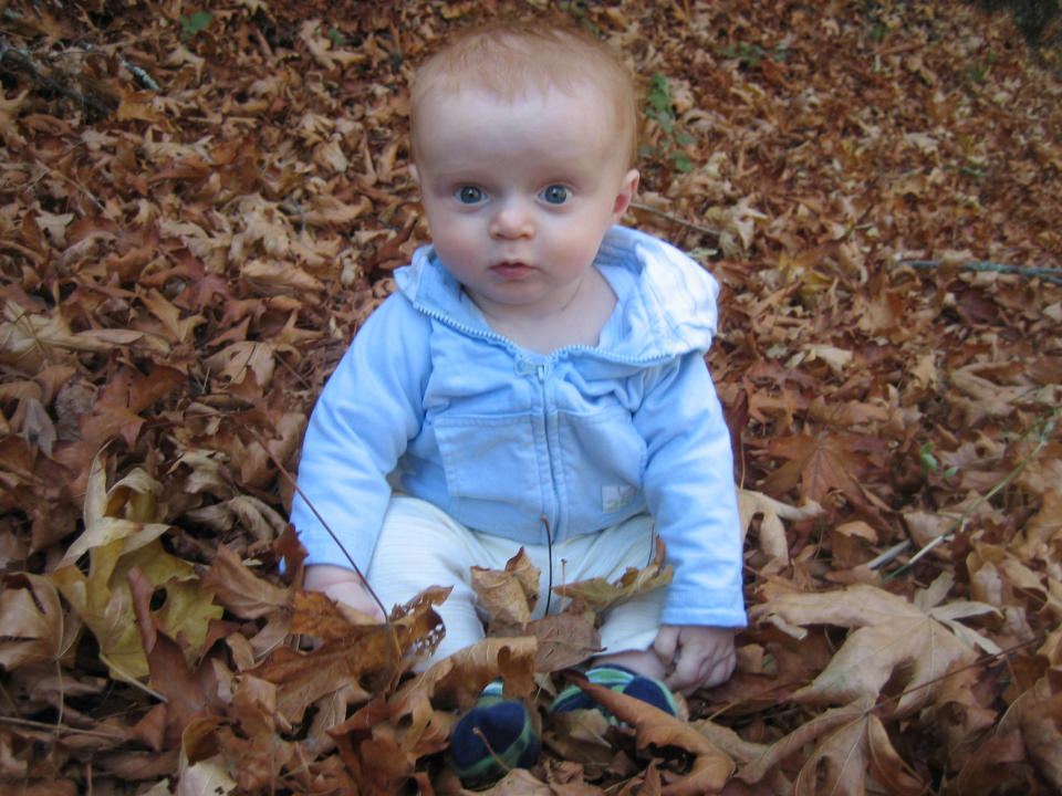 In this undated photo provided courtesy of Stroller Hikes, an infant takes a break during a hike along Creekside Trail in Alum Rock County Park in San Jose, Calif. The hike was sponsored by Stroller Hikes, a not-for-profit organization dedicated to facilitating nature and exercise outings for families. (AP Photo/Courtesy Stroller Hikes, Debbie Frazier)