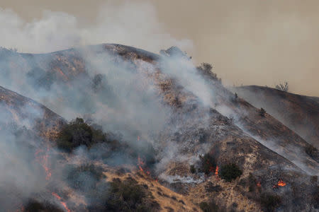 The La Tuna Canyon fire over Burbank, California, September 2, 2017. REUTERS/Kyle Grillot