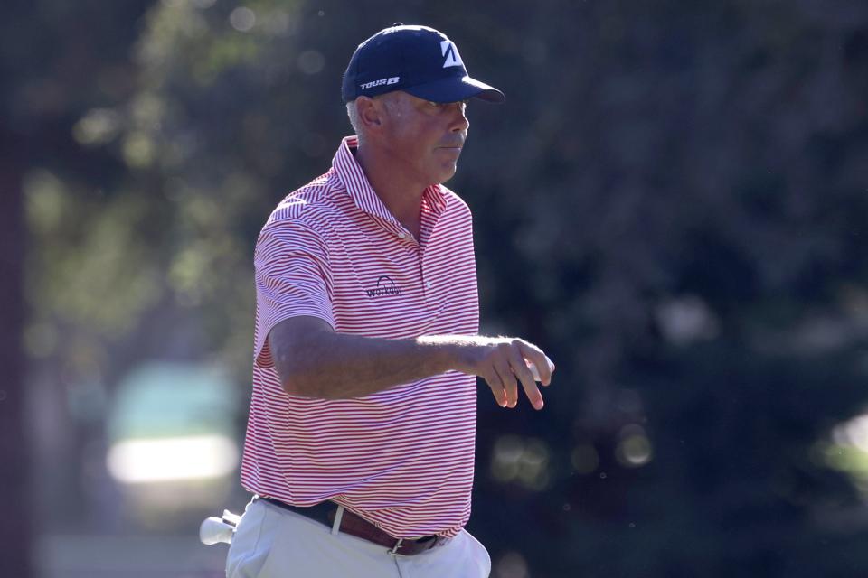 Matt Kuchar of the United States reacts on the seventh green during the second round of the Procore Championship 2024 at Silverado Resort on September 13, 2024 in Napa, California. (Photo by Jed Jacobsohn/Getty Images)