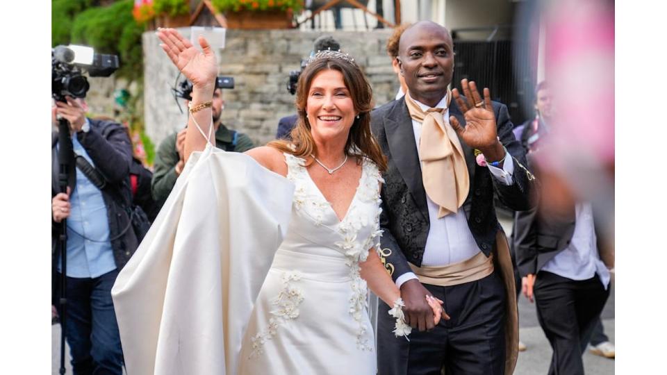 Princess Martha Louise of Norway and Durek Verrett arrive at their wedding party at Hotel Union