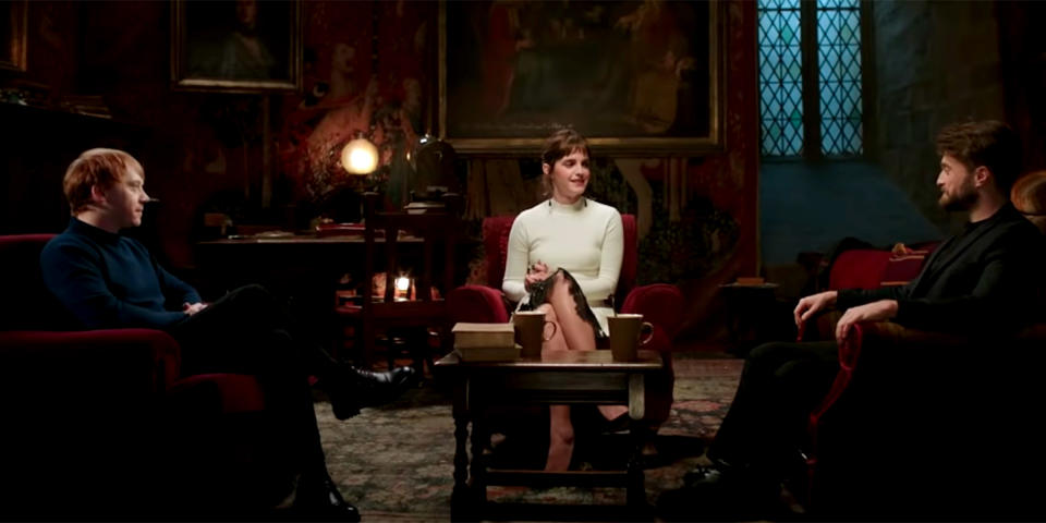 Daniel Radcliffe, Emma Watson and Rupert Grint reminisce in the upcoming special 