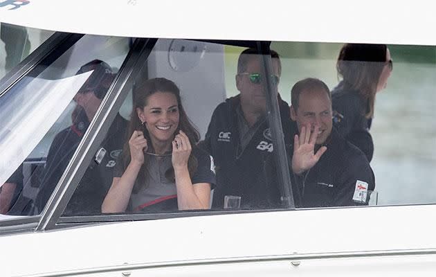 Kate and Will set sail on a high-speed catamaran. Photo: Getty Images