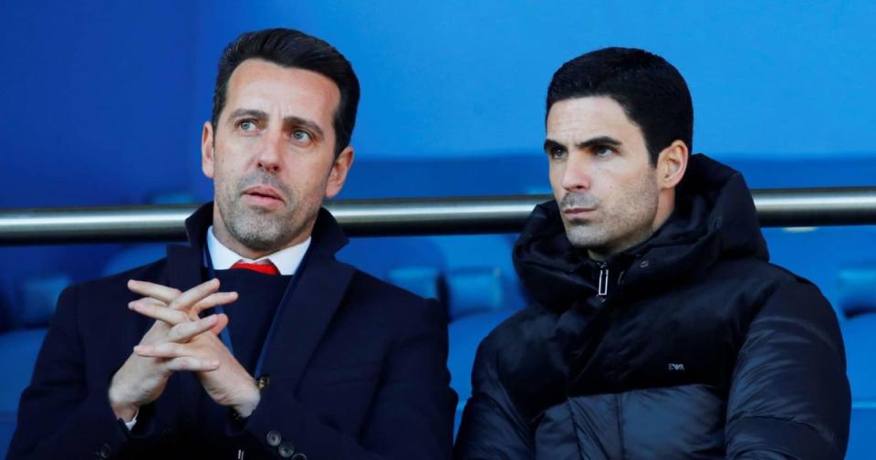 Arsenal chief Edu and manager Mikel Arteta Credit: Alamy