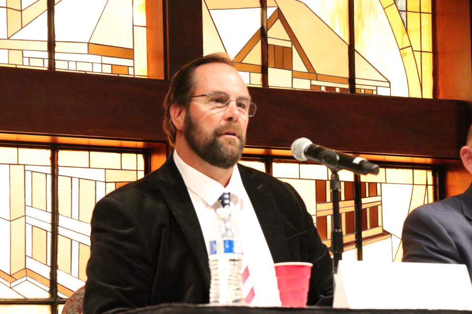 Patrick Larson, a Republican candidate for Senate District 28, at the Iron County primary GOP debates at Southern Utah University, June 13, 2022.