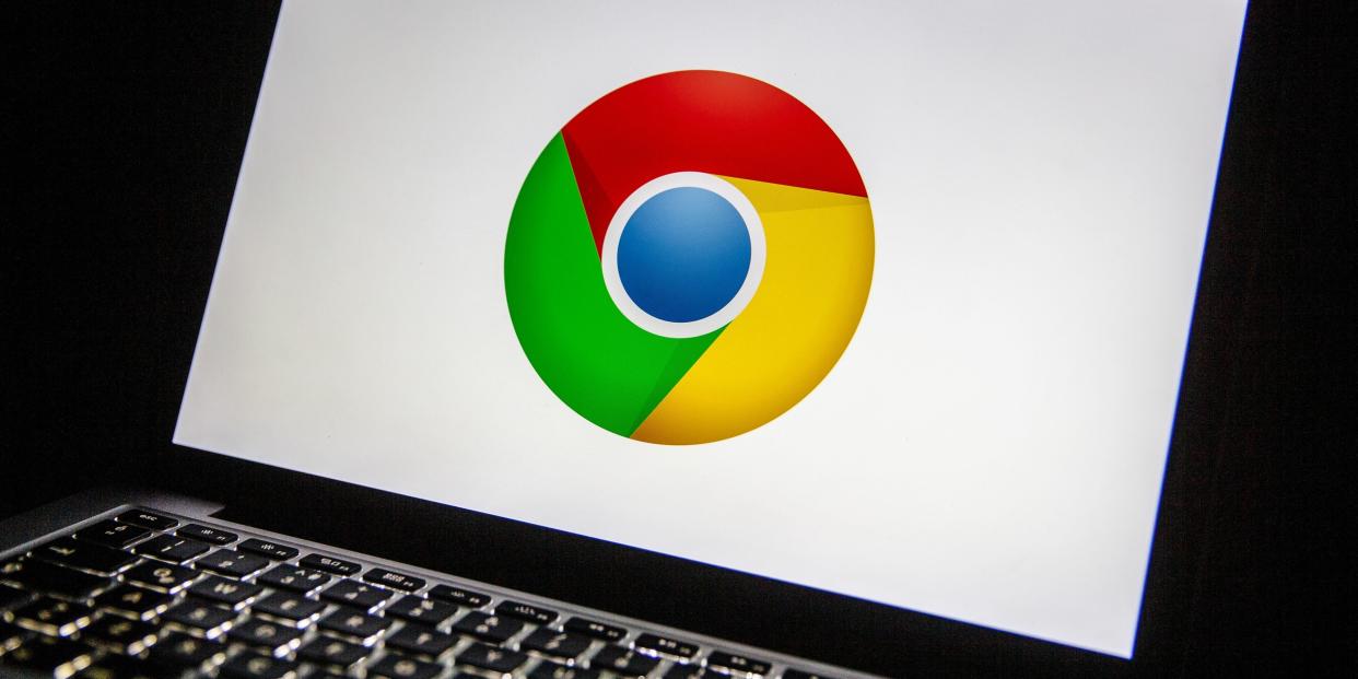 Google Chrome logo on mac laptop screen