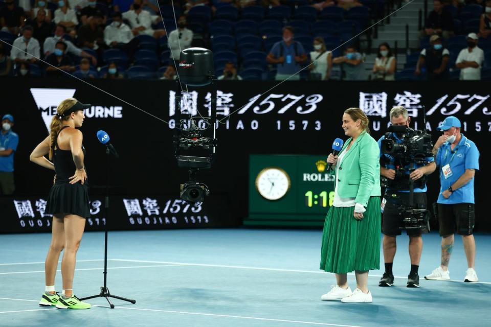 Jelena Dokic interviews Danielle Collins after the Australian Open 2022 semi-finals (Getty Images)