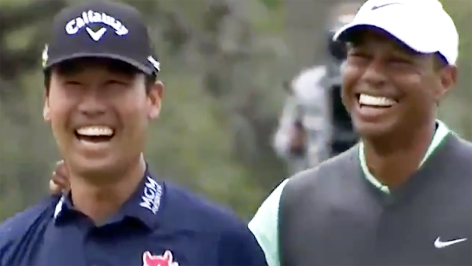 Na and Woods shared a funny moment. Image: PGA