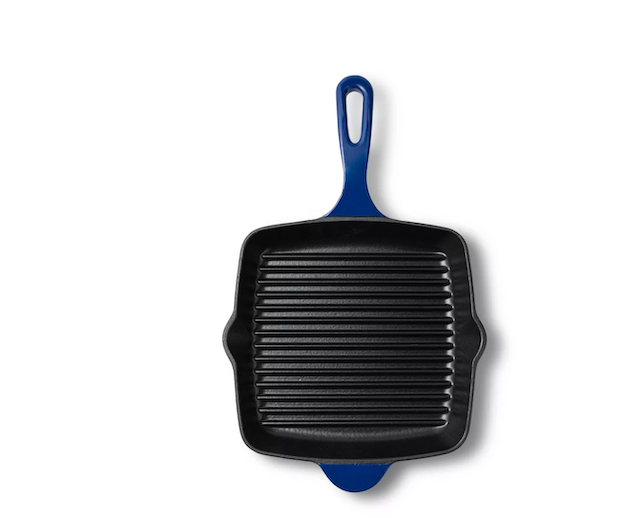 Tabitha Brown Cast Iron Grill Pan Blue