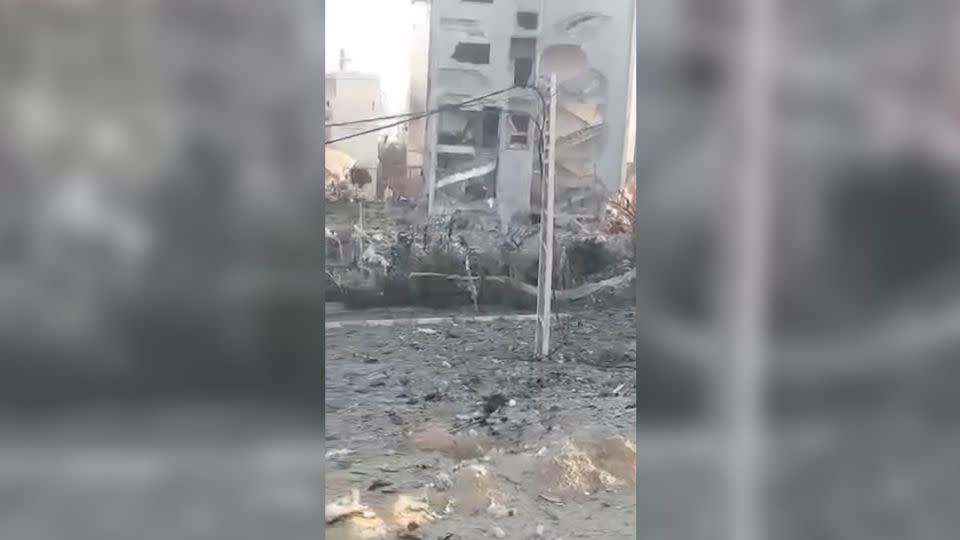 A screengrab taken from video shows ruins of the Saqallah family compound after the blast on October 19. - Courtesy Tariq Hamouda