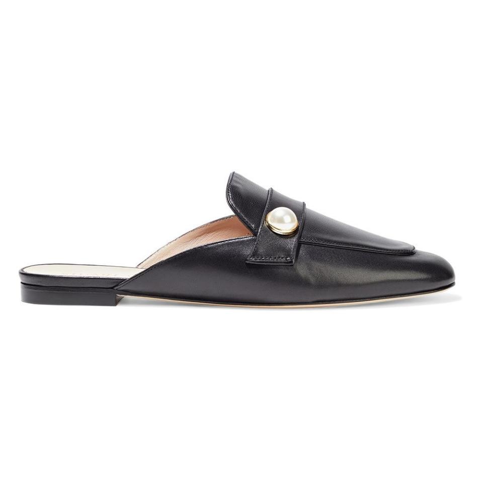 3) Payson Faux Pearl-Embellished Leather Slippers