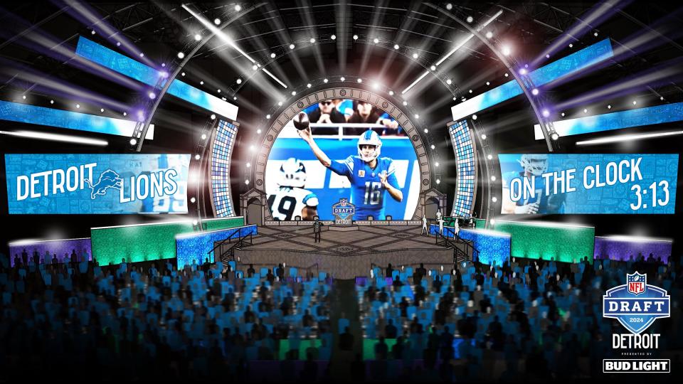 Artist rendering of 2024 NFL draft layout in downtown Detroit.