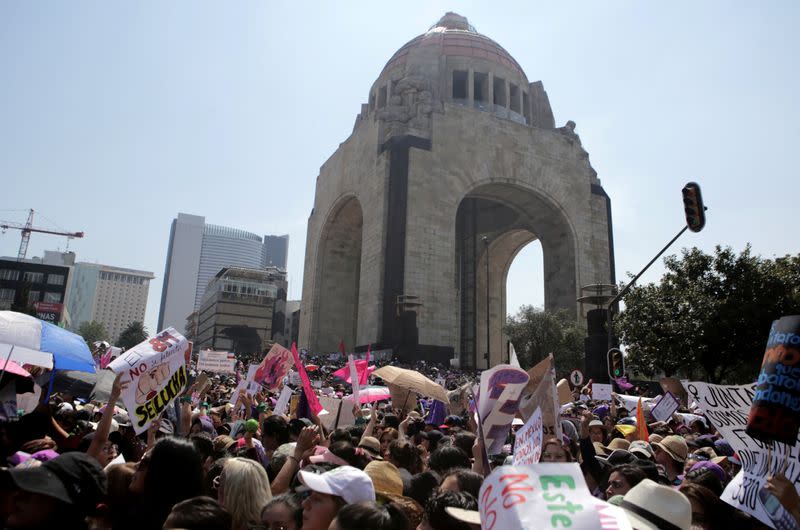 Women participate during International Women's Day, in Mexico City