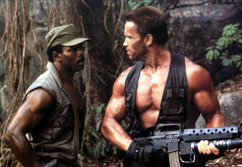 Carl Weathers as Dillon and Arnold Schwarzenegger as Dutch in Predator