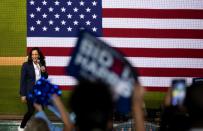 U.S. Democratic vice presidential nominee Senator Kamala Harris makes an election campaign visit to Charlotte