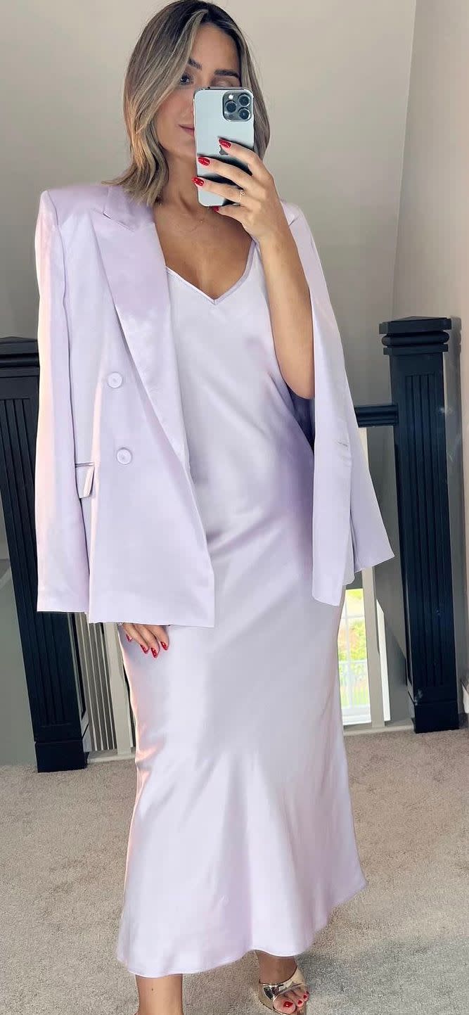 frankie bridge instagram lilac dress and blazer 