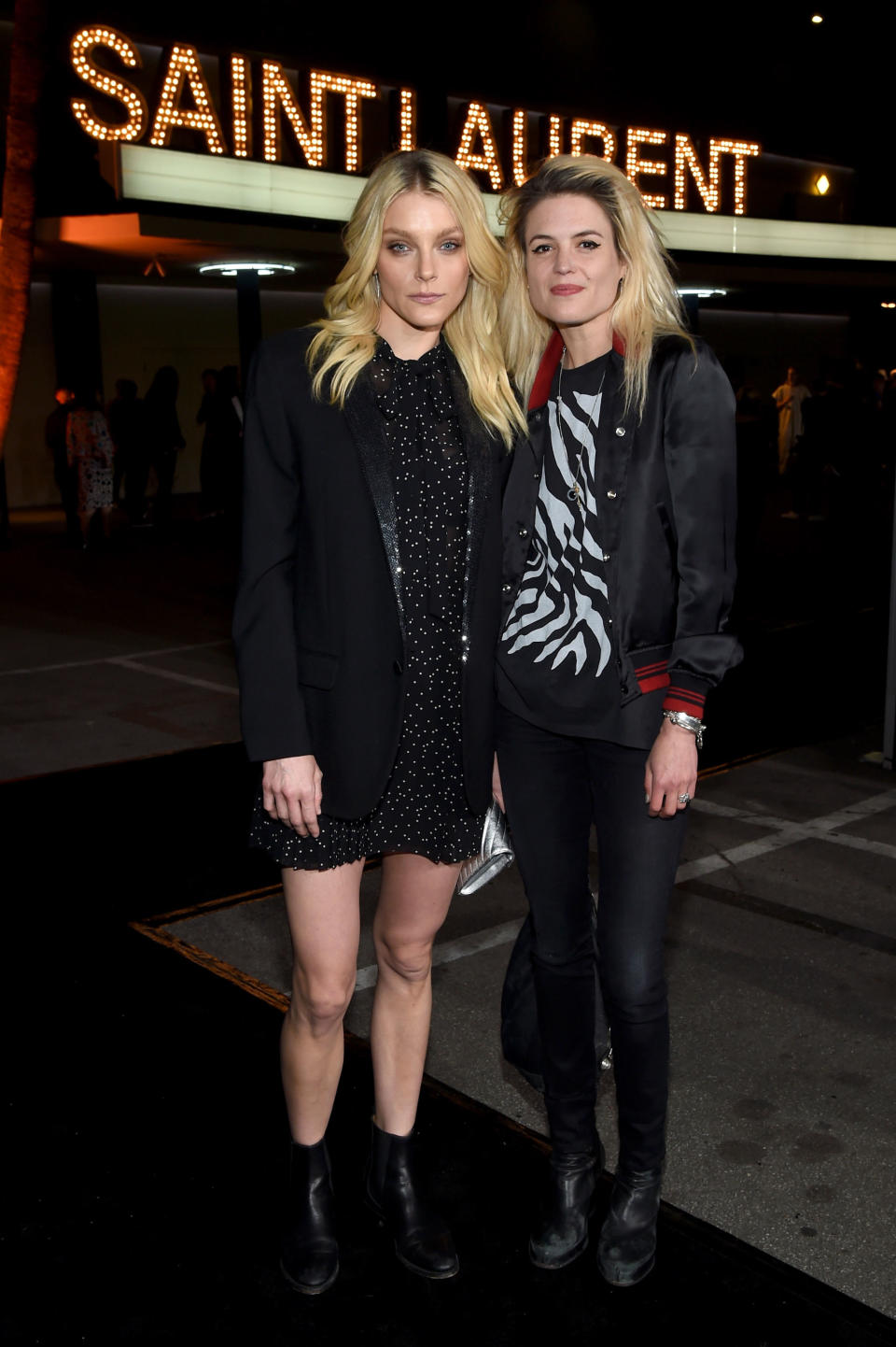 <p>Jessica Stam and Allison Mosshart in Saint Laurent</p>