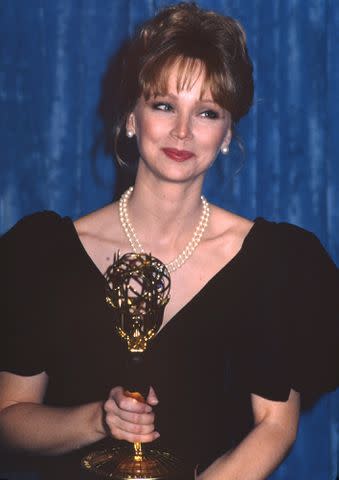 <p>Joan Adlen/Getty </p> Shelley Long wins award for Outstanding Lead Actress in a Comedy Series at the 35th Annual Primetime Emmy Awards on September 25, 1983 in Pasadena, California.