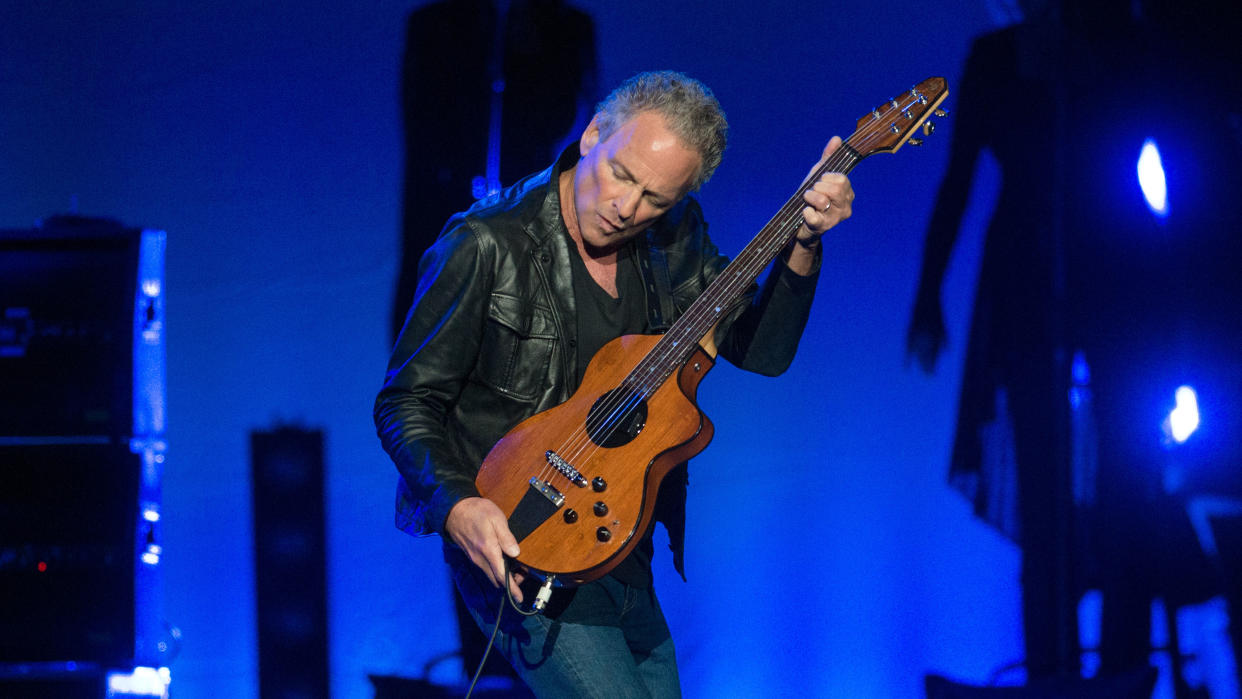  Lindsey Buckingham of Fleetwood Mac performs on stage at The Hydro on October 3, 2013 in Glasgow, Scotland 