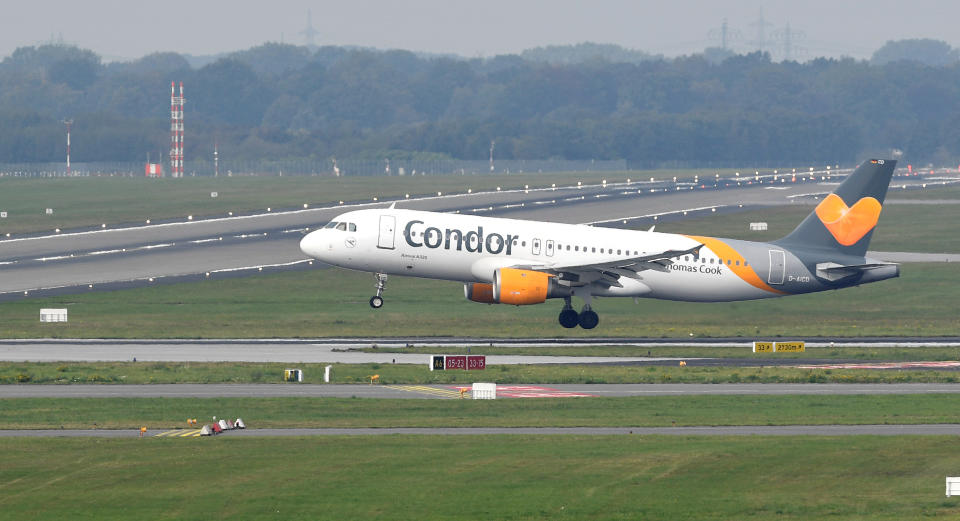 An Airbus A320 of Condor Airlines lands at the airport in Hamburg, Germany.  Photo: Fabian Bimmer/Reuters