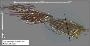 Updated Toroparu High-Grade Structural Model (1Q-2021). Source: Nordmin Engineering Ltd., Feb 2021