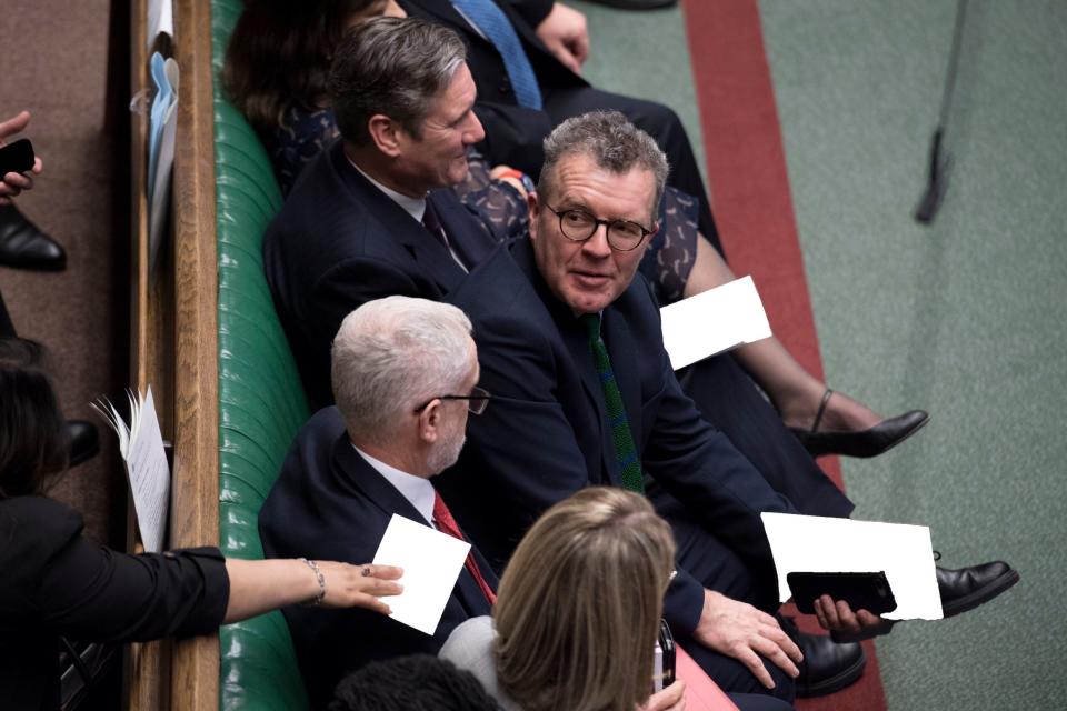 Tom Watson has said Labour will only defeat Nigel Farage's Brexit Party if they back a second referendum (PA)