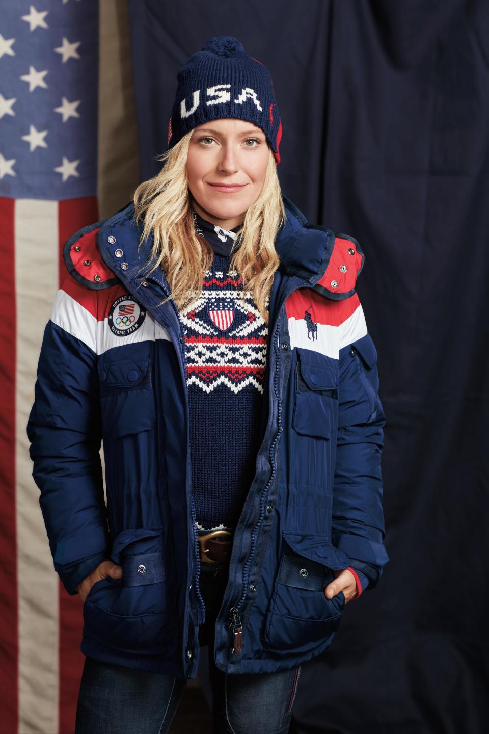 Jamie Anderson in the U.S. Olympic Opening Ceremony Uniform