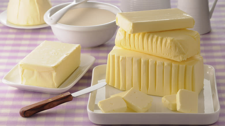 Plates of butter