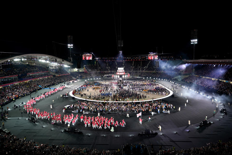 General view as the England athletes enter the stadium during the opening ceremony of the Birmingham 2022 Commonwealth Games at the Alexander Stadium, Birmingham. Picture date: Thursday July 28, 2022.