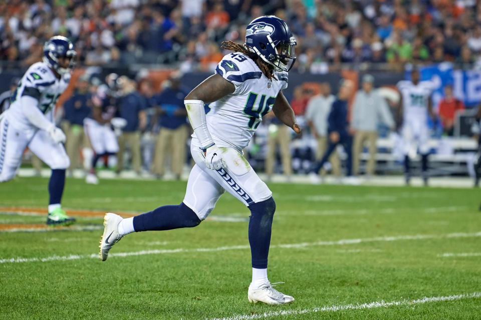 Shaquem Griffin shared a priceless moment with a young fan this weekend in Florida. (Robin Alam/Getty Images)