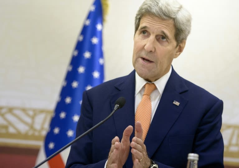 US Secretary of State John Kerry speaks during a press conference following a meeting with foreign ministers of the Gulf Cooperation Council on August 3, 2015 in Doha